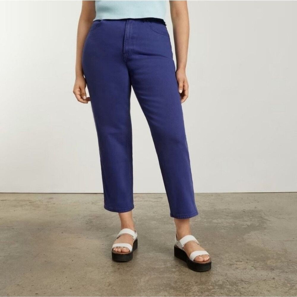 EVERLANE The Way High Colored Straight Jean 24 Tall 24T Blue High Rise NWT B27